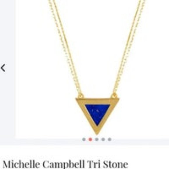 Brand New Michelle Campbell Genuine Lapis Stone 14K Gold Plated Inlay Necklace - Picture 4 of 8